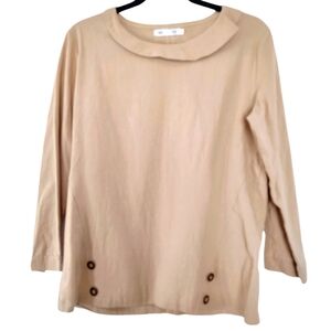 Mislook Women’s Tan Cotton Blend  Casual Top Size‎ Medium Button Accents